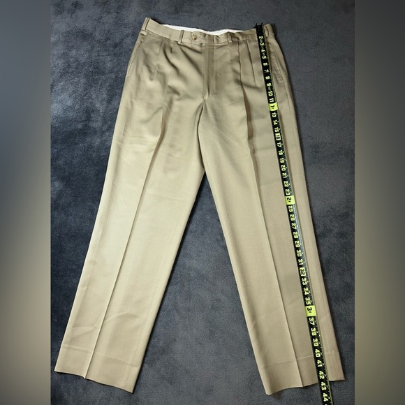 Nordstrom JB Britches Size 35 Khaki Pleated Front Wedding Office Dress Pants - Picture 3 of 14